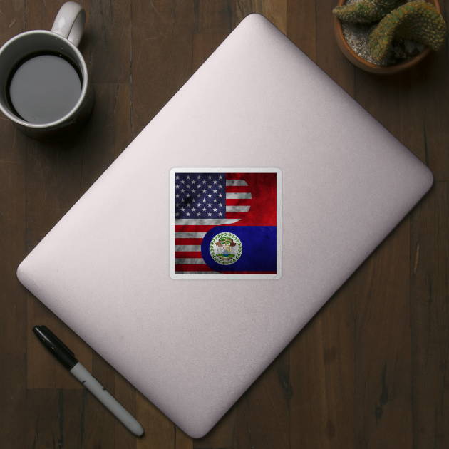 USA and Belize Dual Flag Yin Yang Combination by Family Heritage Gifts